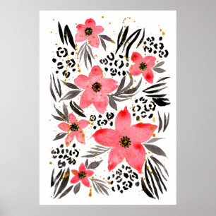 Poster Peinture à la main Aquarelle Abstraite Tropicale E