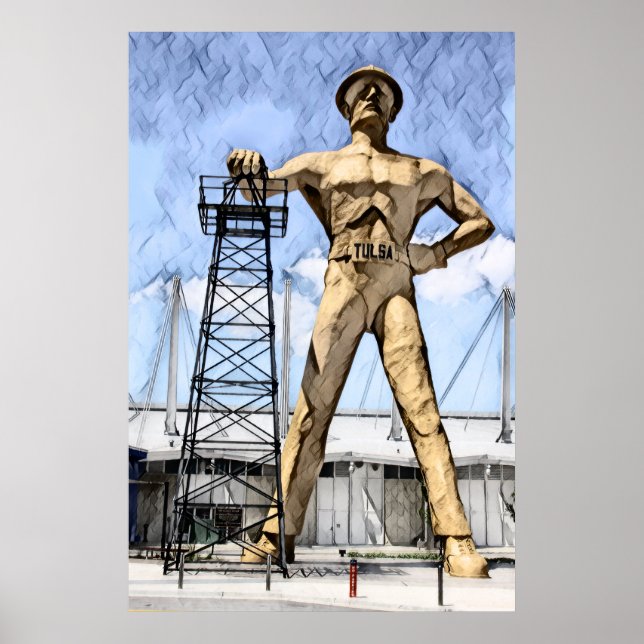 Poster Peinture à l'aquarelle de la statue de Driller d'o (Devant)