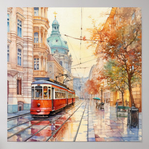 Poster Peinture à l'aquarelle de style bohème de Vienne
