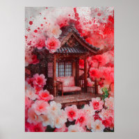 peinture à l'aquarelle japonaise sur la fleur de c
