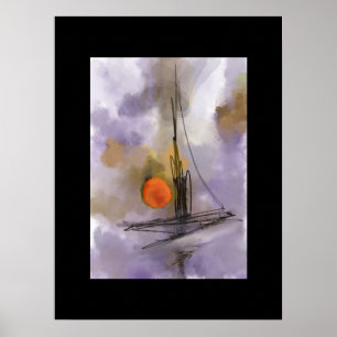 Poster Peinture à l'aquarelle navire dessiné à la main su