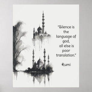 Poster Peinture à l'encre de la mosquée Badshahi en noir 
