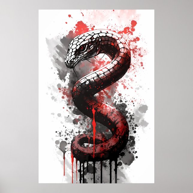 Poster Peinture à l'encre de Mamba noire (Devant)