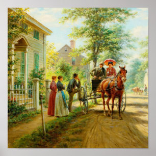 Poster Peinture à l'huile de calèche victorienne vintage