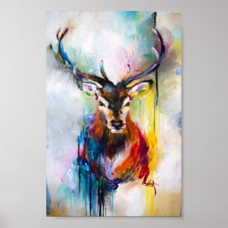 Poster peinture à l'huile de cerf