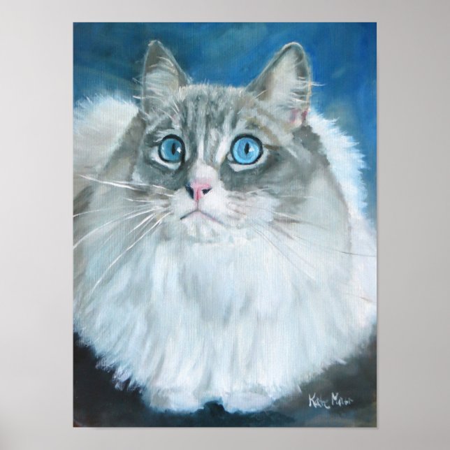 Poster Peinture à l'huile de chat Ragdoll (Devant)