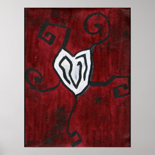 Poster Peinture à l'huile de coeur (Devant)