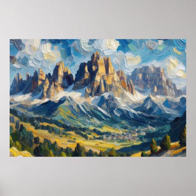 Poster Peinture à l'huile de Dolomites (Devant)