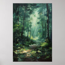 Peinture à l'huile de la forêt verte luxuriante Na