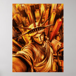 Poster Peinture à l'huile de la statue de la Liberté styl
