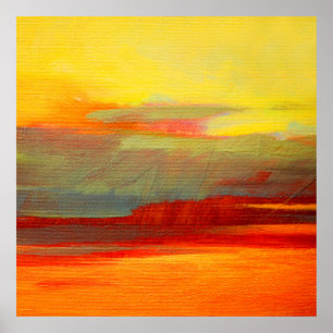 Poster Peinture à l'huile de paysage abstraite sur toile,