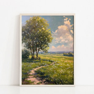 Poster Peinture à l'huile de paysage printanier, été vint