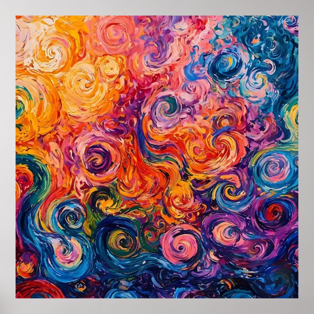 Poster Peinture à l'huile de tourbillons psychédélique (Devant)