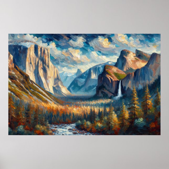 Poster Peinture à l'huile de yosémite (Devant)