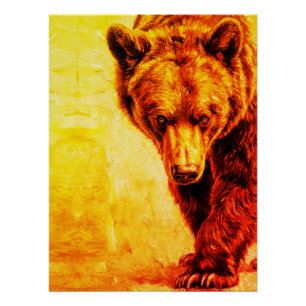 Poster Peinture à l'huile d'ours brun Art animalier