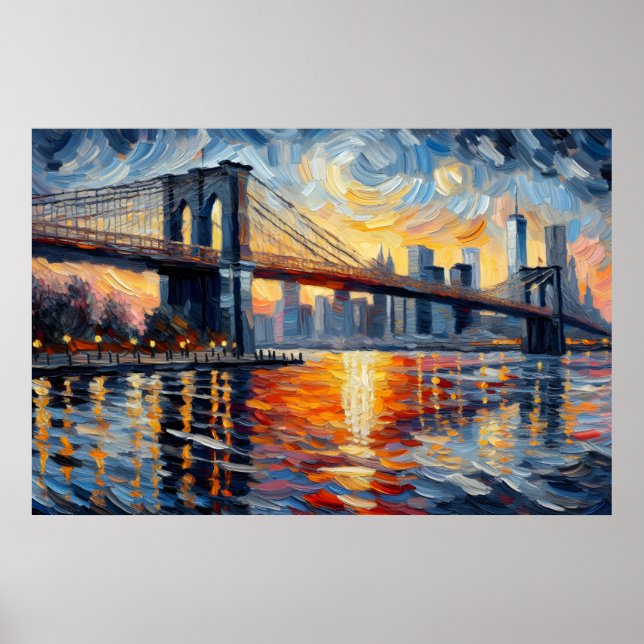 Poster Peinture à l'huile du pont Brooklyn (Devant)
