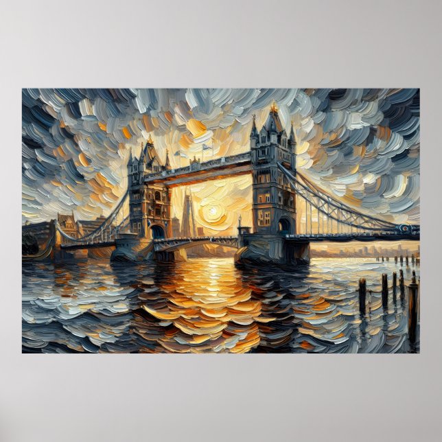 Poster Peinture à l'huile du pont Tower (Devant)