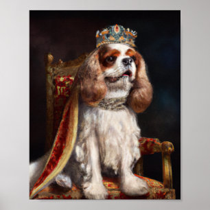 Poster Peinture à l'huile d'un chien portant une couronne