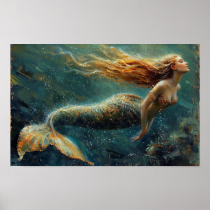 Poster Peinture à l'huile d'une sirène