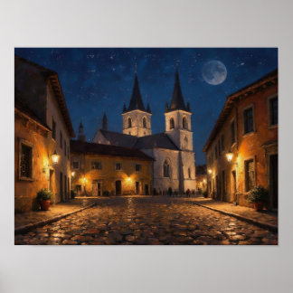 Poster Peinture à l'huile impressionniste de la rue de l'