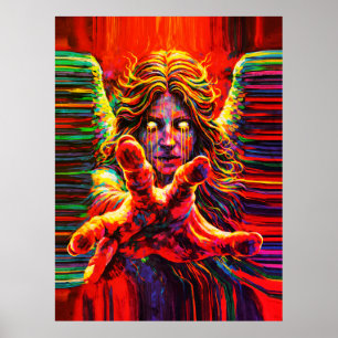 Poster Peinture à l'huile multicolore en impasto d'un ang