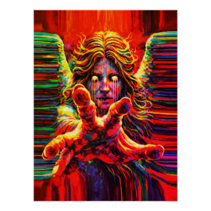 Poster Peinture à l'huile multicolore en impasto d'un ang