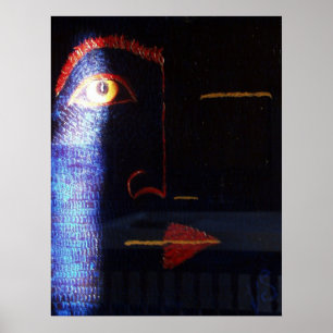 Poster Peinture à l'huile originale : Hierophant, Oeil en