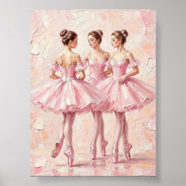 Poster peinture à l'huile rose coquette de ballerine (aff