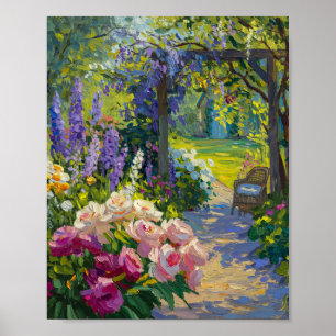 Poster Peinture à l'huile Sanctuaire de jardin tacheté de