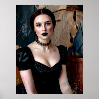 Poster Peinture à l'huile simulée Goth glamour