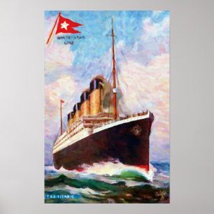 Poster Peinture à l'huile Titanic White Star Line