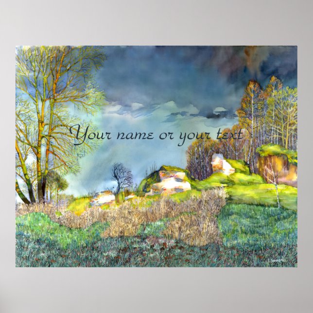 Poster Peinture à orage de printemps Aquarelle (Devant)