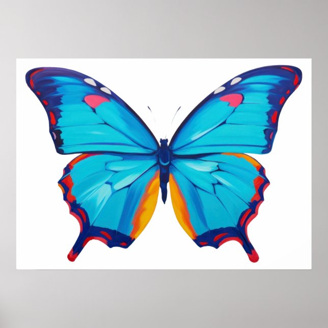 Poster Peinture à papillon morpho bleu (Devant)