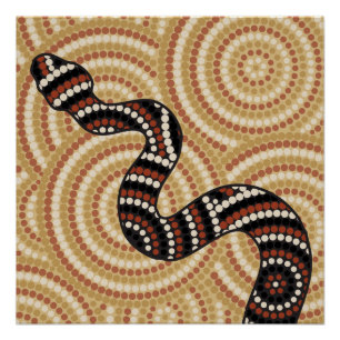 Poster Peinture à points de serpent autochtone