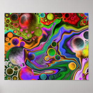 Poster Peinture à verres numériques à bulles colorées