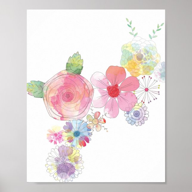 Poster peinture abstraite à la fleur (Devant)