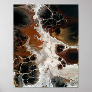 Poster Peinture Abstraite Acrylique Liquide Marron Neutre