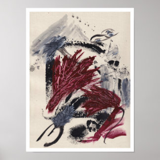 Poster Peinture abstraite avec des couches de noir, gris,