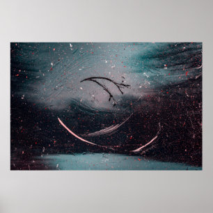 Poster Peinture abstraite blanche et bleue