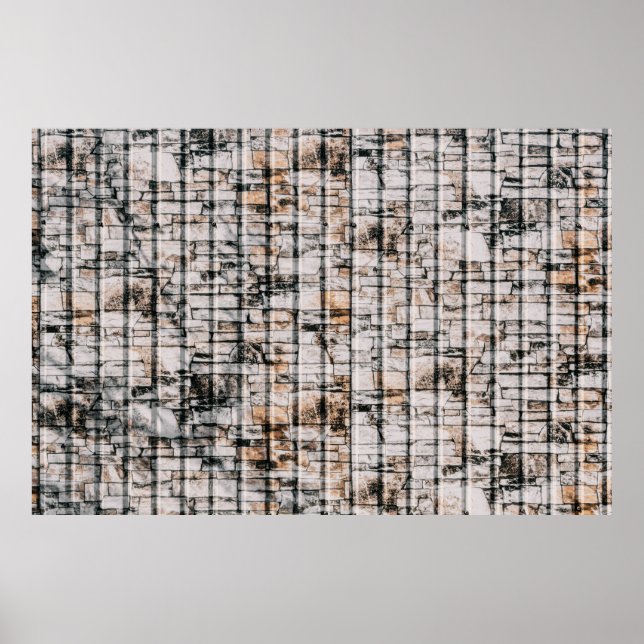 Poster Peinture abstraite blanche et noire (Devant)