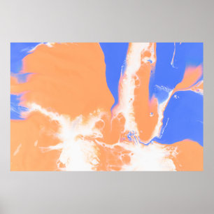 POSTER PEINTURE ABSTRAITE BLEU ET JAUNE