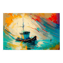 Peinture Abstraite de bateau à crevettes dans une
