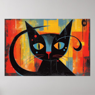 Poster peinture Abstraite de chat noir