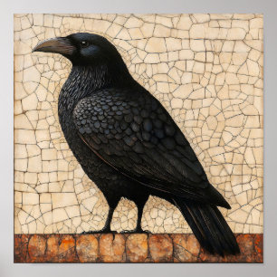 Poster Peinture abstraite de l'oiseau corbeau