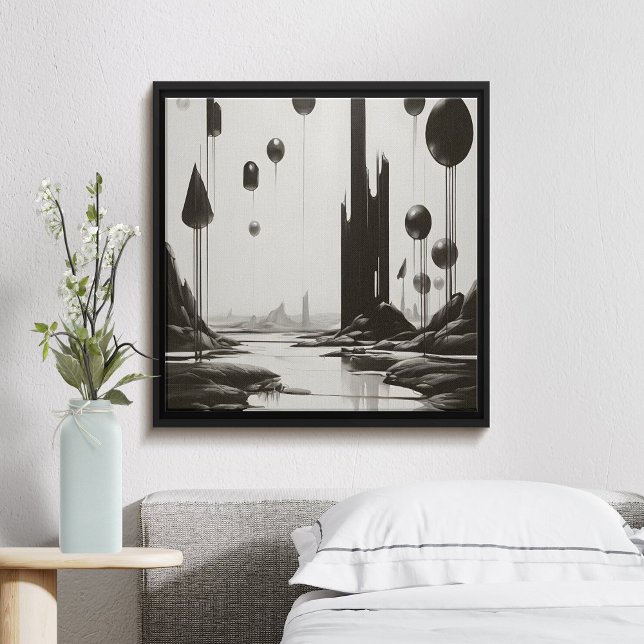 Poster Peinture Abstraite de paysage noir et blanc (Créateur téléchargé)