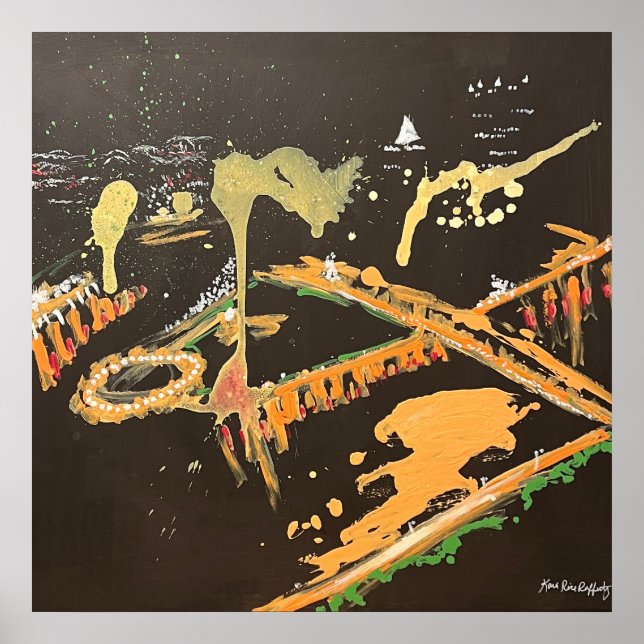 Poster Peinture Abstraite de Pittsburgh Skyline (Devant)
