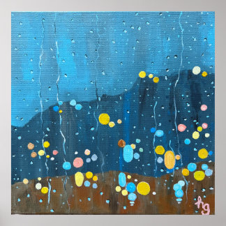 Poster Peinture Abstraite de pluie