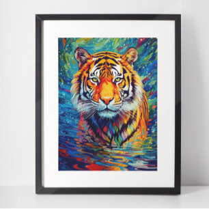 Poster Peinture abstraite de tigre coloré
