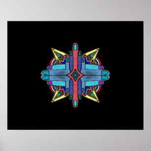 Poster Peinture Abstraite Diversité Mains - Poster.