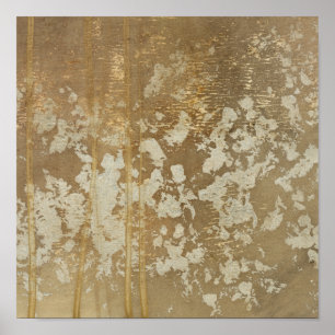 Poster Peinture abstraite d'or avec les taches argentées
